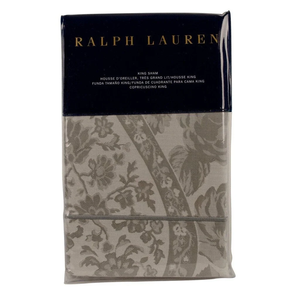 Ralph Lauren Home Aubree Paisley One King Sham Graphite Grey 20 x 36 in