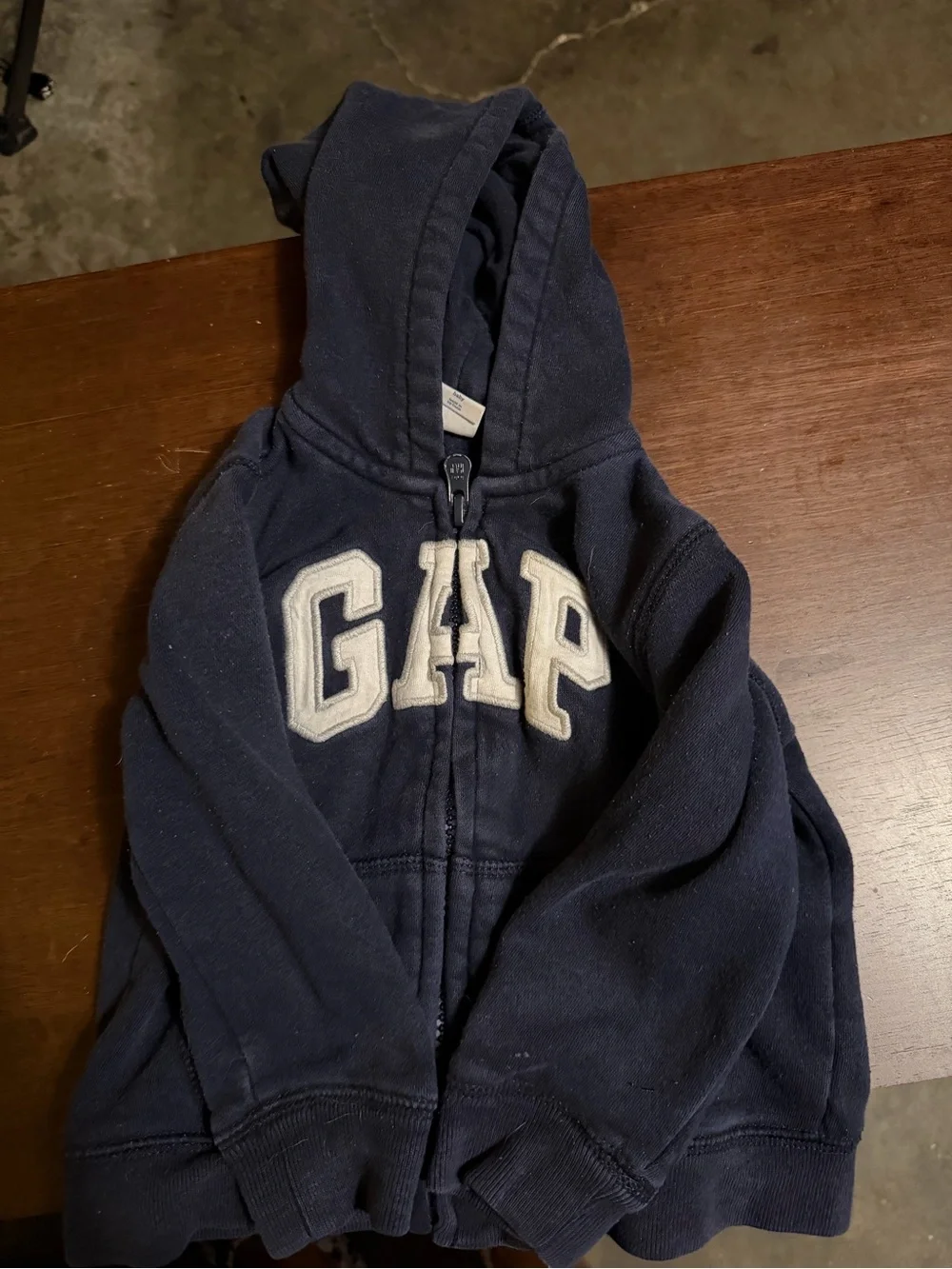 GAP Kids Navy Blue Hooded Zip Sweatshirt with White Logo