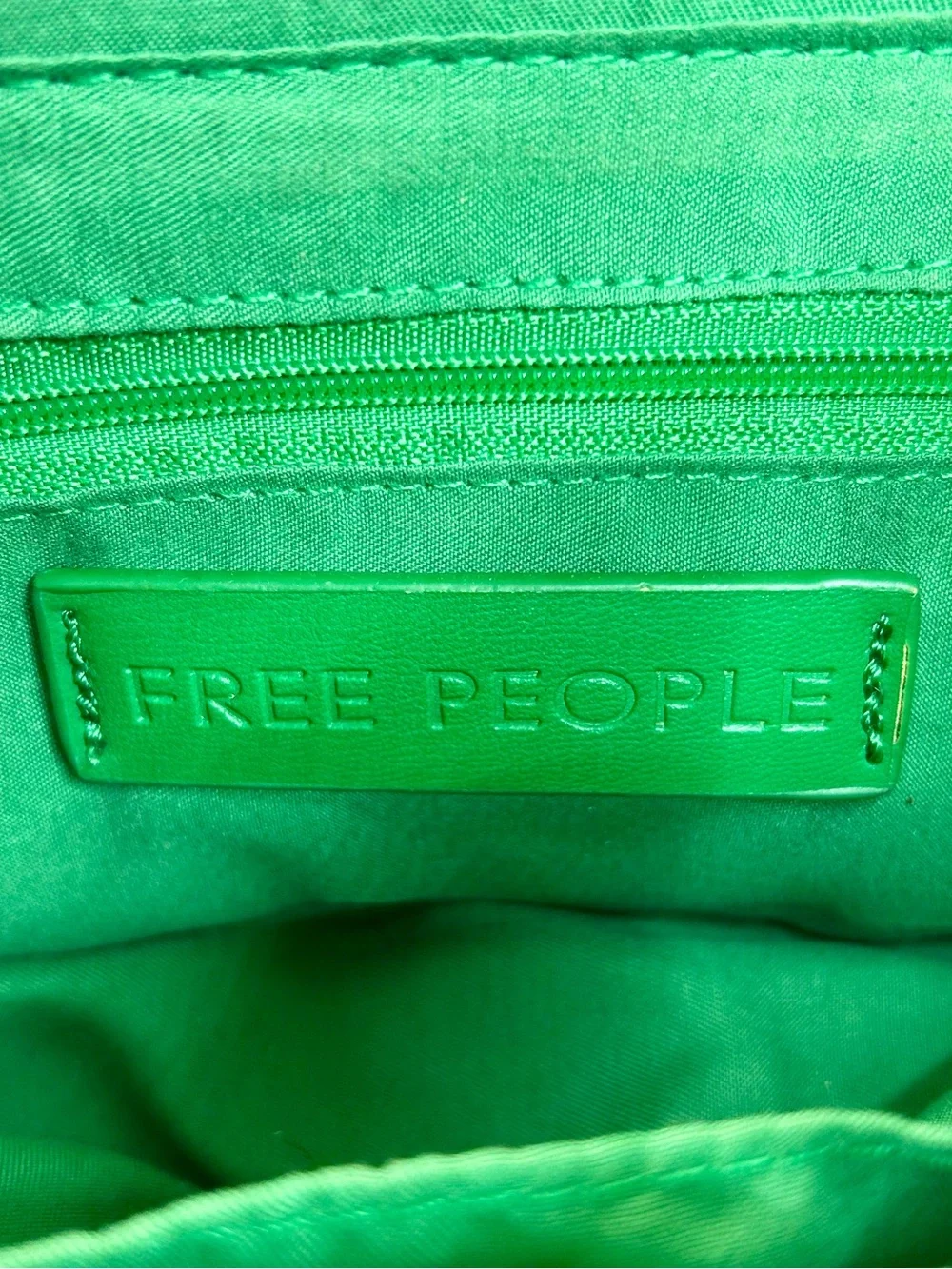 Free People Green Coney Vegan Crossbody, Soft Padded Crescent-Shaped Bag