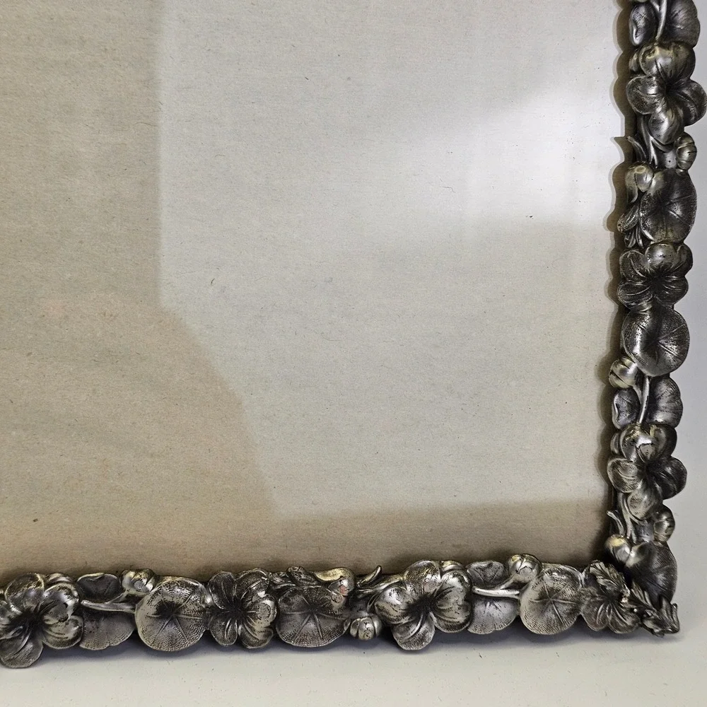 VTG Silver Plated Floral Picture Frame 8x10 Ornate Antique Style Ornate Border