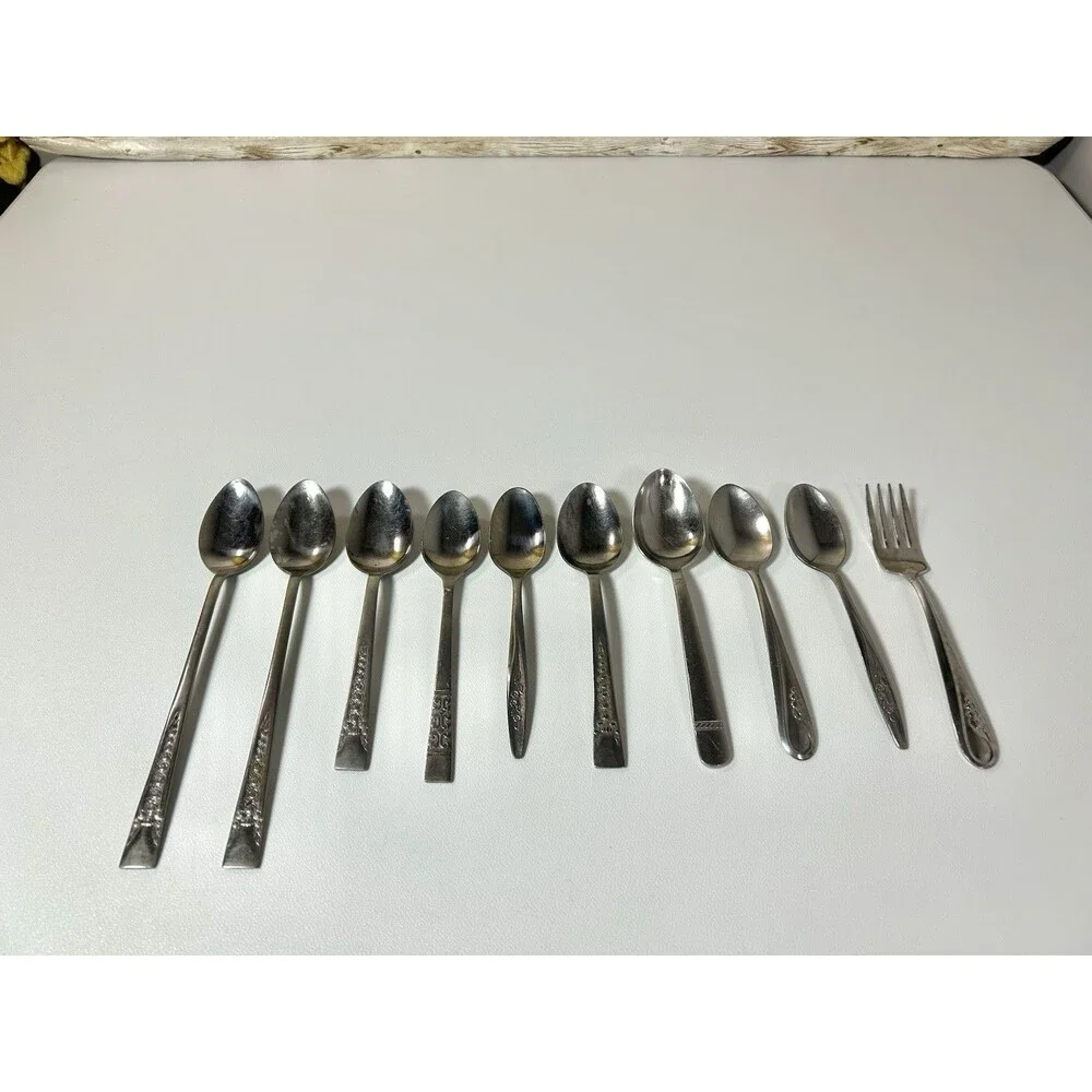 Lot Of 10 pc Mismatched Spoons, Fork Silverware See Pics Gata Superior Stainless
