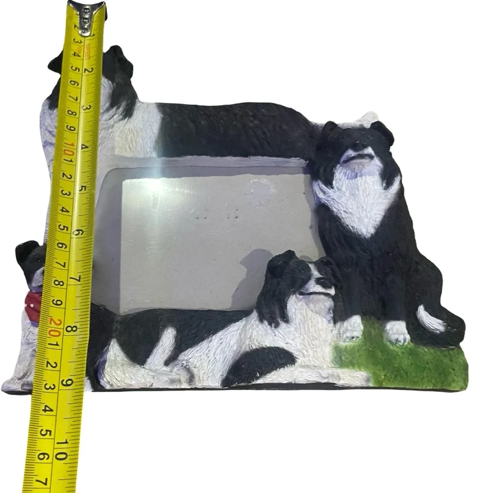 K9 2004 Border Collie Dog Photo Frame 4x6 Resin 3D Sculptural Puppy Bandana 9x8