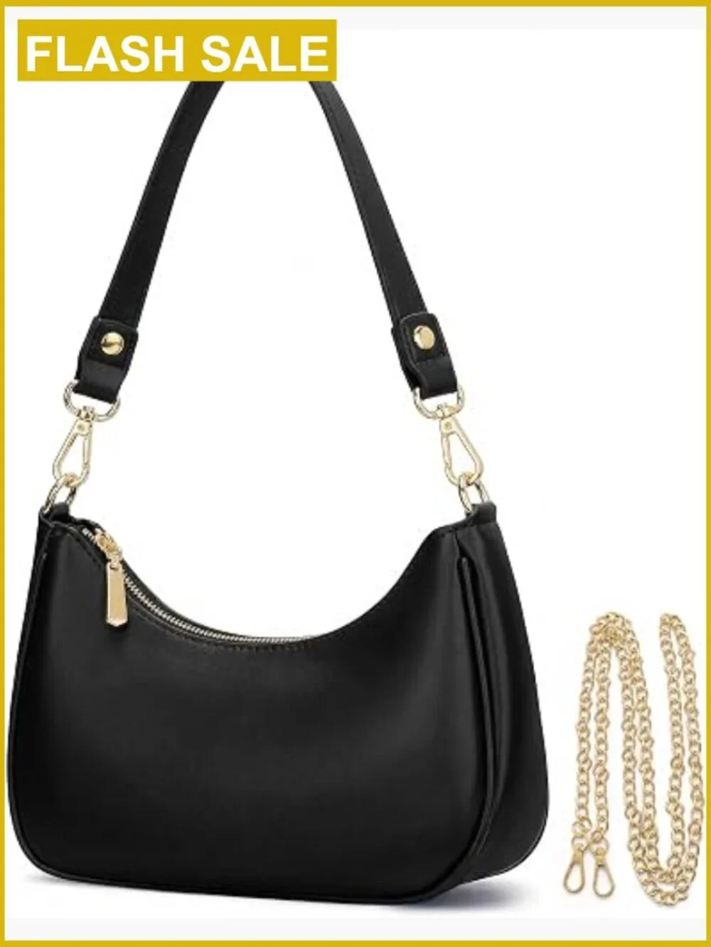 Small Crescent Hobo Bag Vegan Leather Shoulder Purse for Women