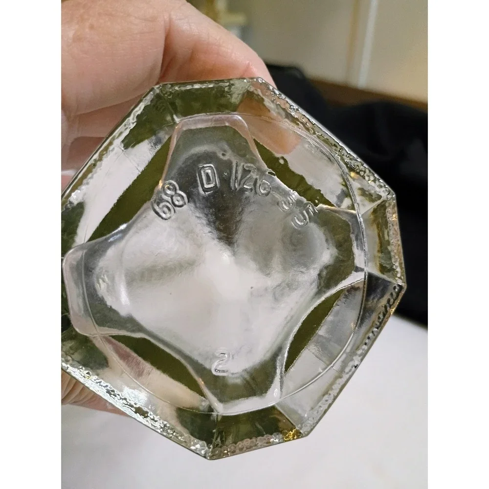 Clear Glass Decanter Bottle with Cork Stopper and‎ Unique Geometric Design