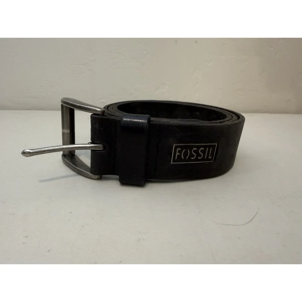 Fossil Vintage Men's Black Leather Belt Size 34