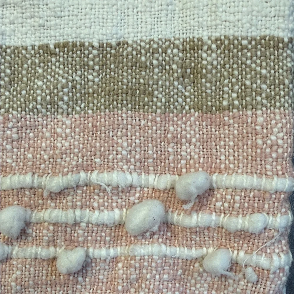 Boho Pink and Cream Throw Pillow with Tassels