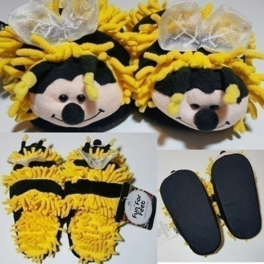 Aroma Home Bumble Bee Fuzzy Feet Slippers