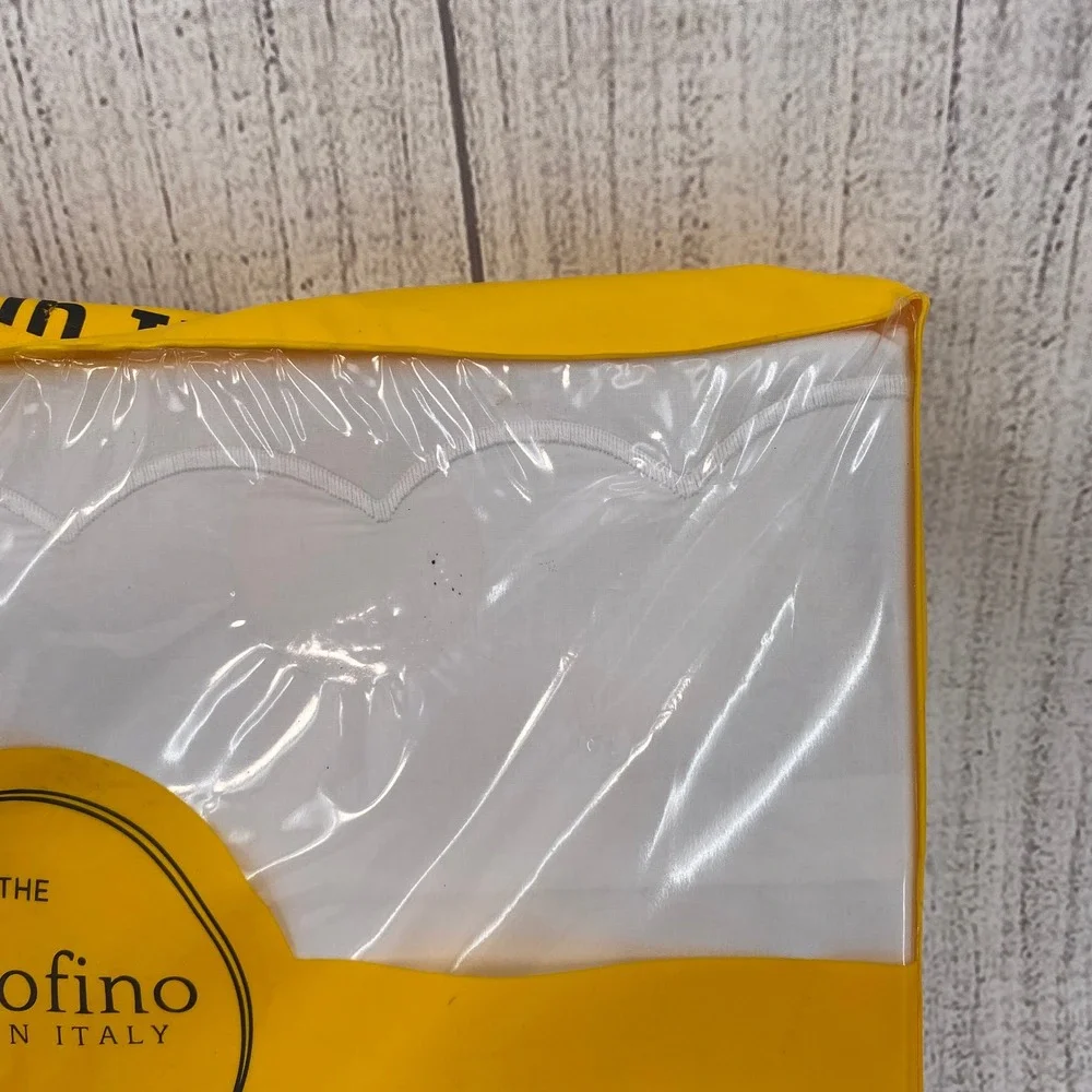 Portofino Sheet Set King White 100% Cotton Percale Scalloped Made in Italy 4pc