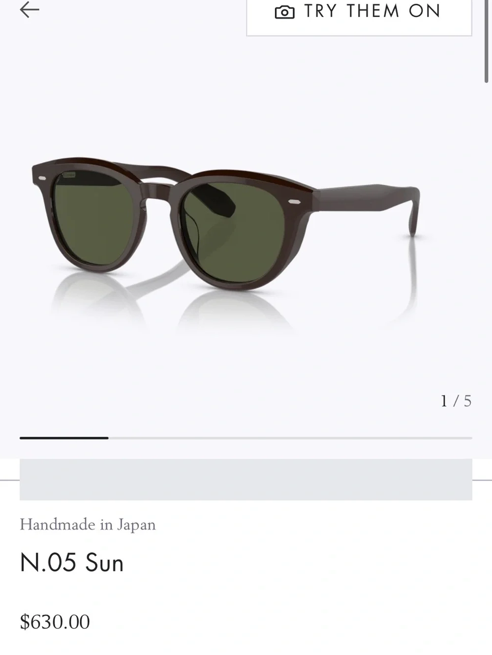 Oliver Peoples Dark Brown Frame Sunglasses with Green Lenses
