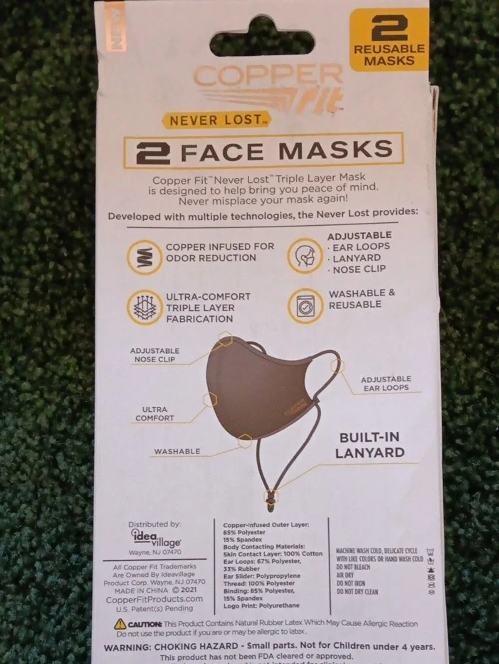 Copper Fit Women’s Face Masks - Charcoal & Blue (2-Pack)