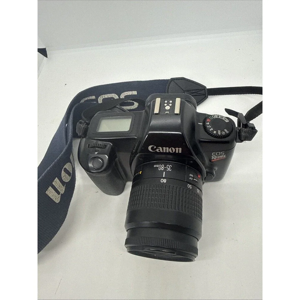 Vintage Canon EOS Rebel 35mm SLR Film Camera With Cannon 35-80 mm Lens & Strap