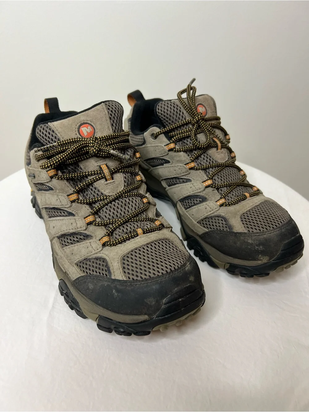 Merrell Men's Brown Waterproof Hiking Boots with Orange Accents