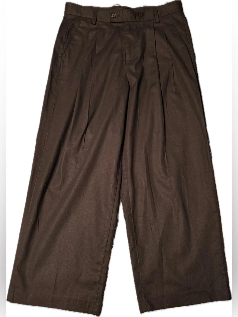 NWT Banana Republic Black Linen Blend Pants 14 Petite Wide Leg High Rise