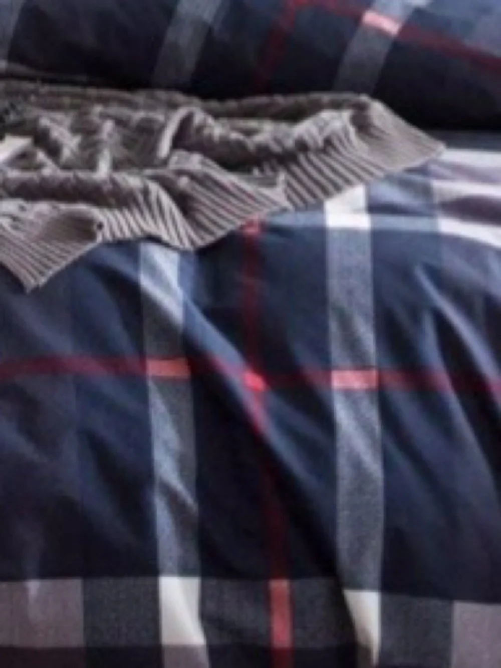 FULL Gingham Tartan Comforter Set 3Pc - NAVY PLAID