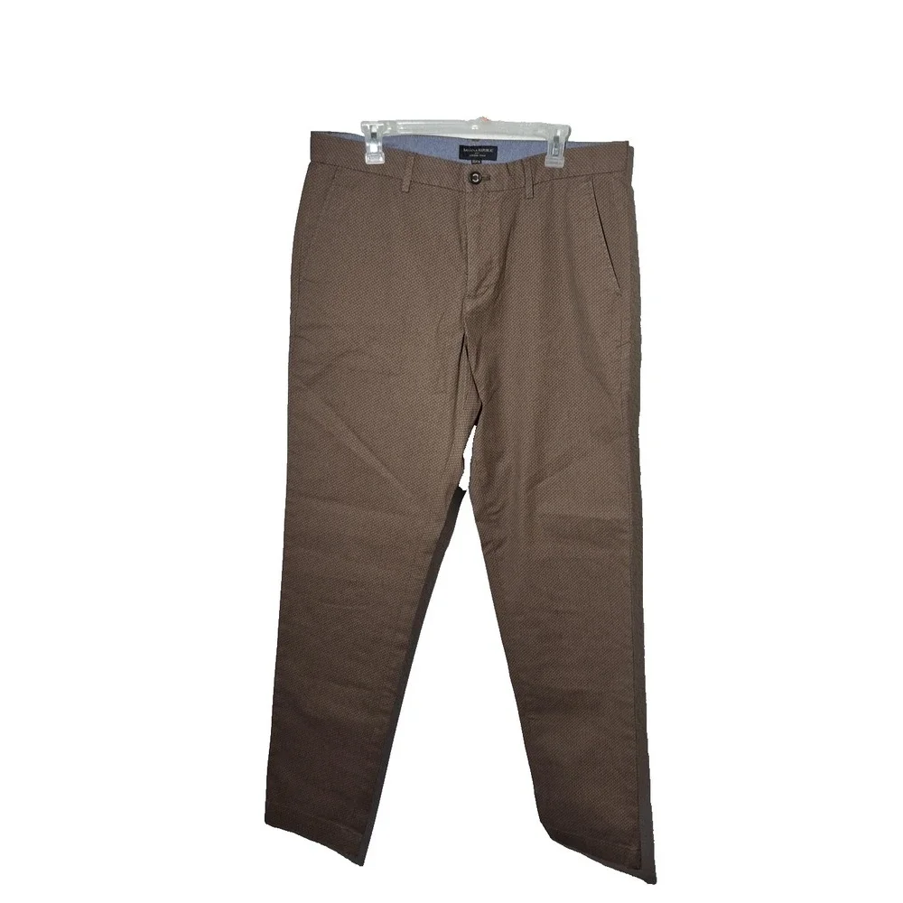 Banana Republic Mason  Chino Print Pants Mens 35x34  Brown Straight Leg‎ NEW