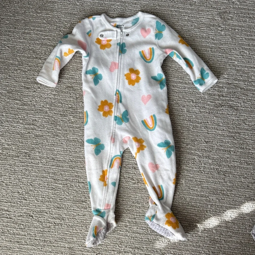 Carter's 12M Fleece Zip  Footie Pajama Bundle Set