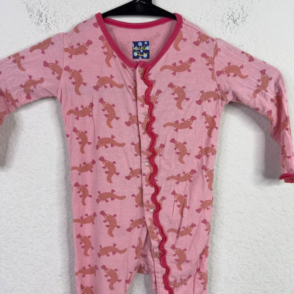 Kickee Pants 2PC Pajama Bundle 18-24M Bamboo Pink Dog Flamingo Sleeper Whimsical