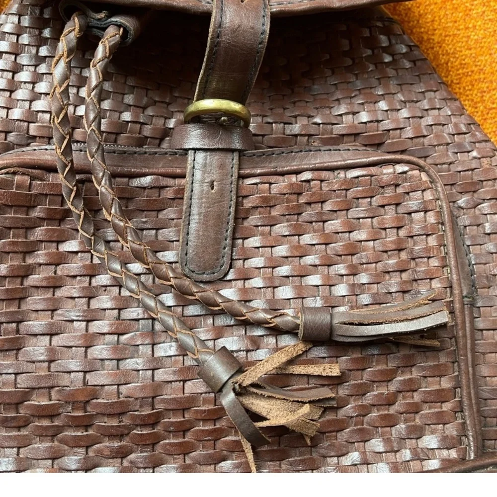 LEATHER basketweave rucksack