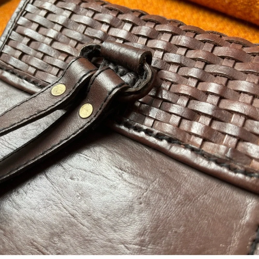 LEATHER basketweave rucksack