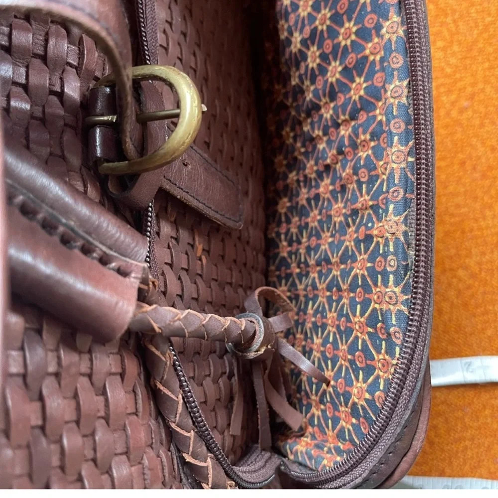 LEATHER basketweave rucksack