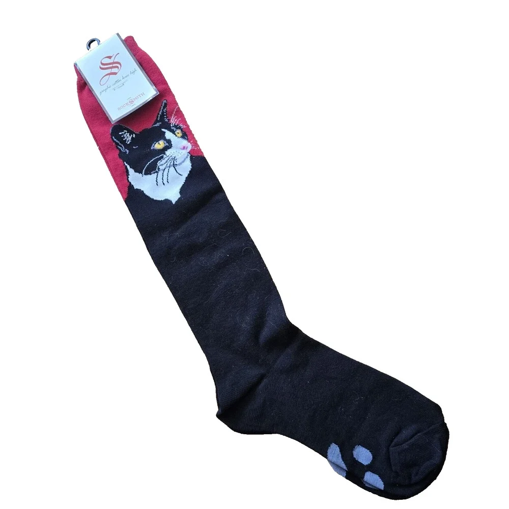 Socksmith Graphic Women's Crew Socks CAT Black Cat Animal Novelty Footwear