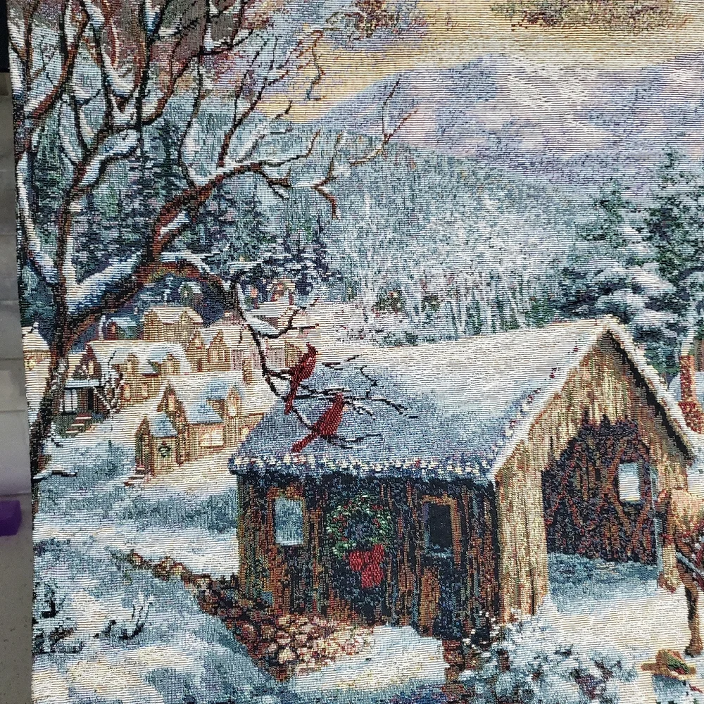 Nicky Boehme Woven Wall Tapestry COVERED BRIDGE Made In USA NWT 26