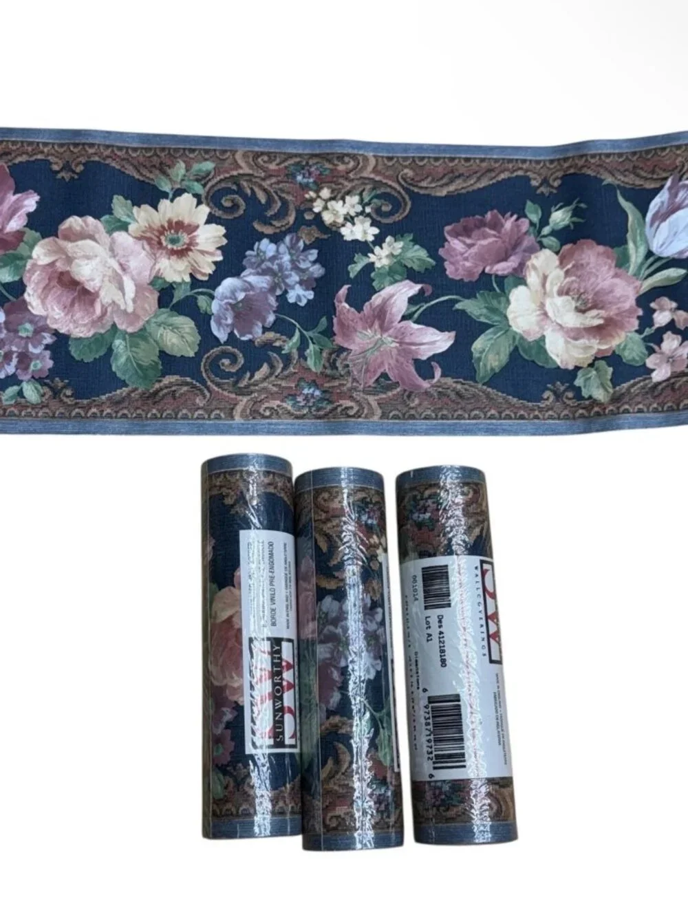 Vintage Wallpaper Border Floral Cottage Core Chic Sunworthy 3 Rolls New