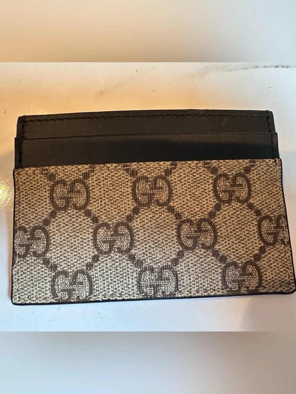Gucci Supreme Monogram Card holder Beige Black