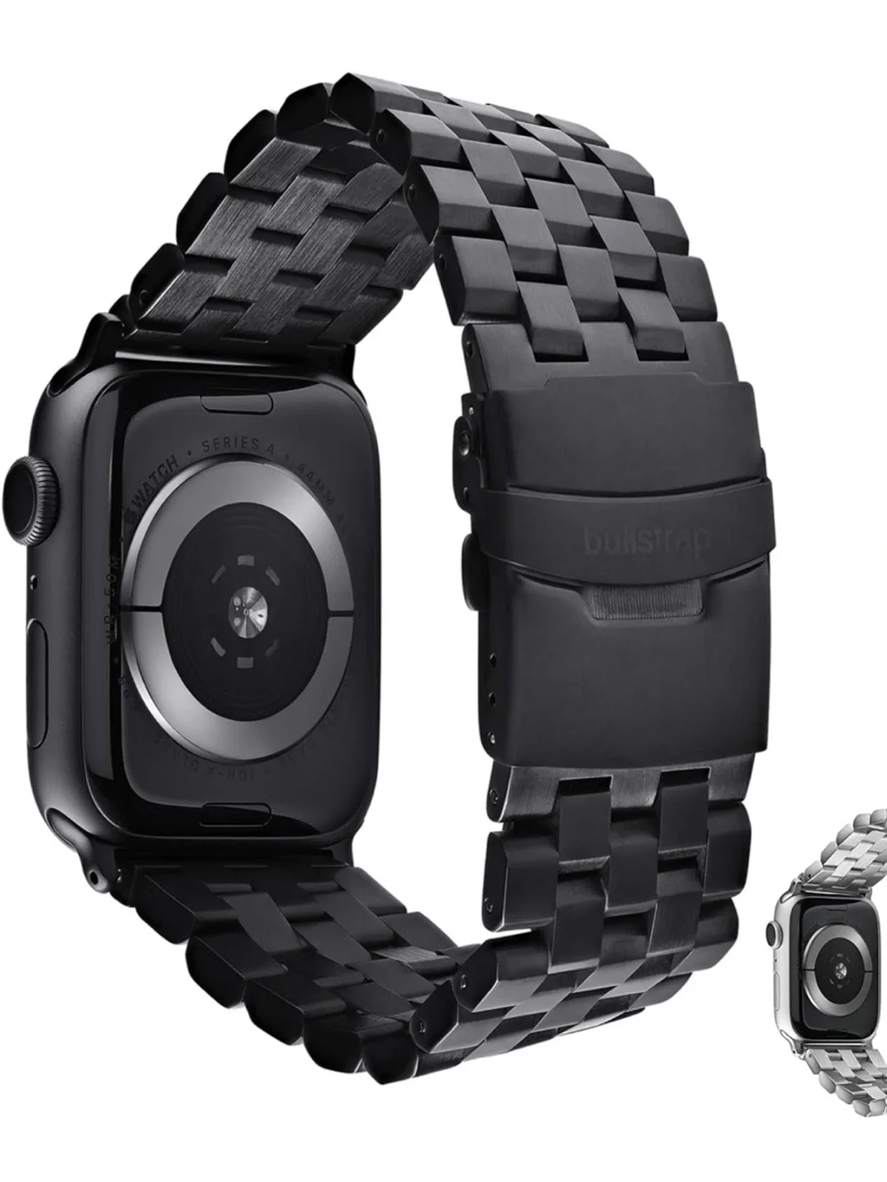 Bull strap Men’s Black Stainless Steel Smartwatch with Metal Link Band NWOT
