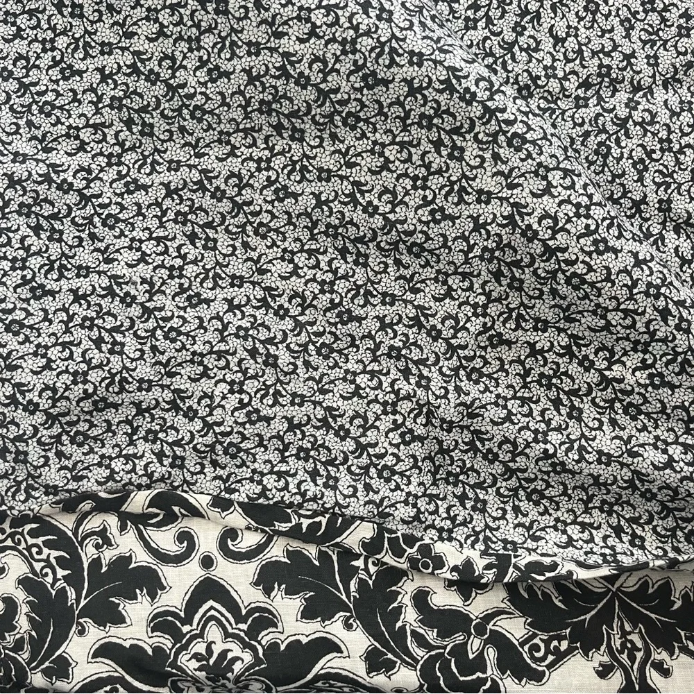 Ethan Allen,  100% linen,Elegant Black and White Floral Bedding Set