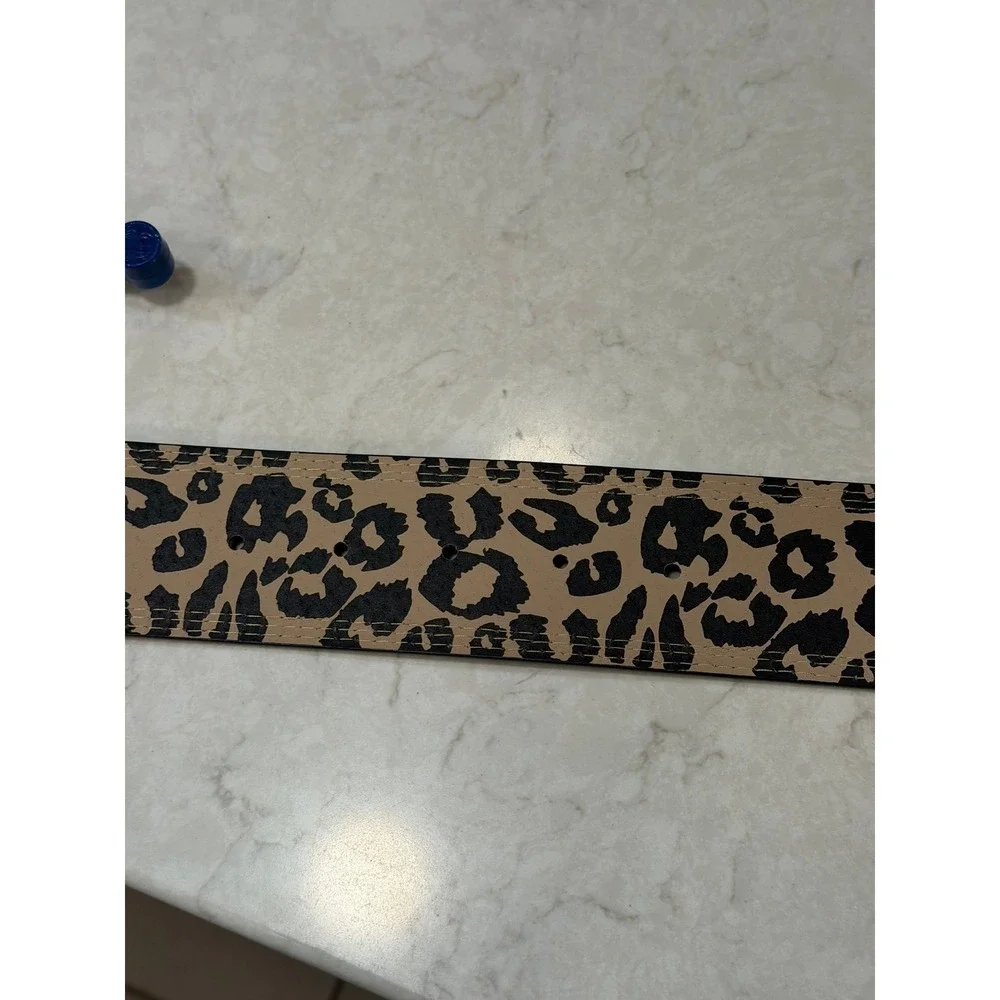 Betsey Johnson Womens Black Bow Belt Leopard Print Lining Gunmetal Buckle