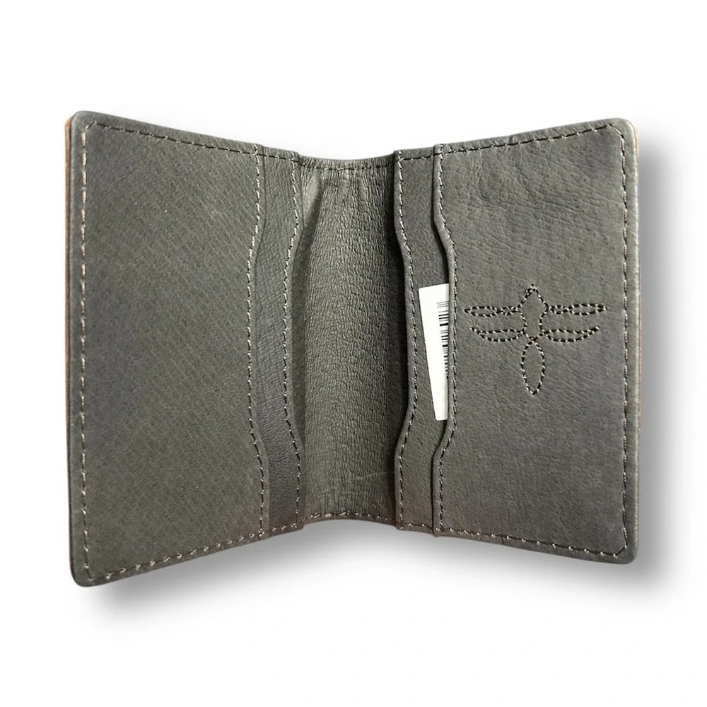 New Justin Brown Leather Card‎ Wallet RFID Bifold Logo Embossed Western Rodeo