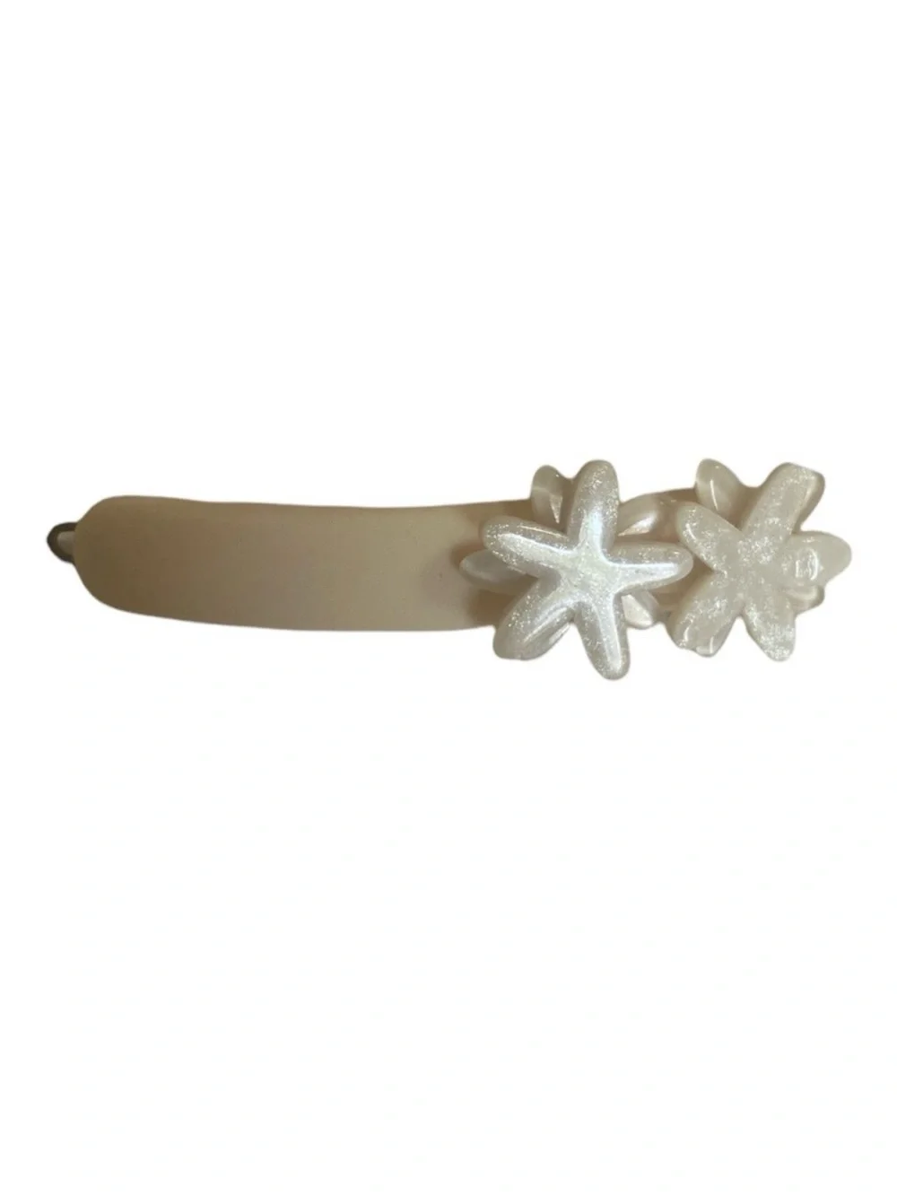 1980’s French Dainty Floral Barrette, Off White/Cream, Deadstock Unworn‎