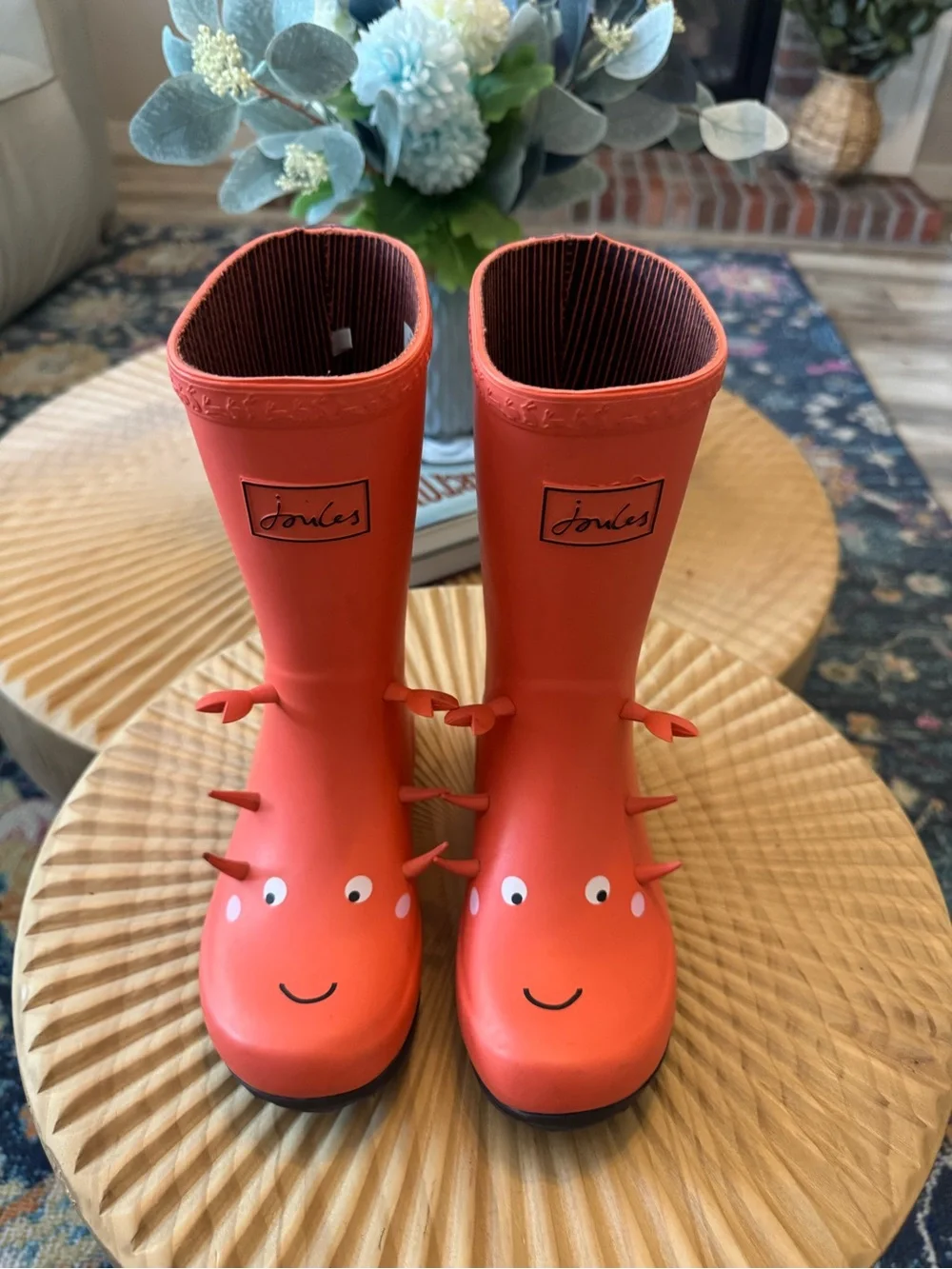 Joules Boy's Rain Boot Crab Size 13 Orange Unisex