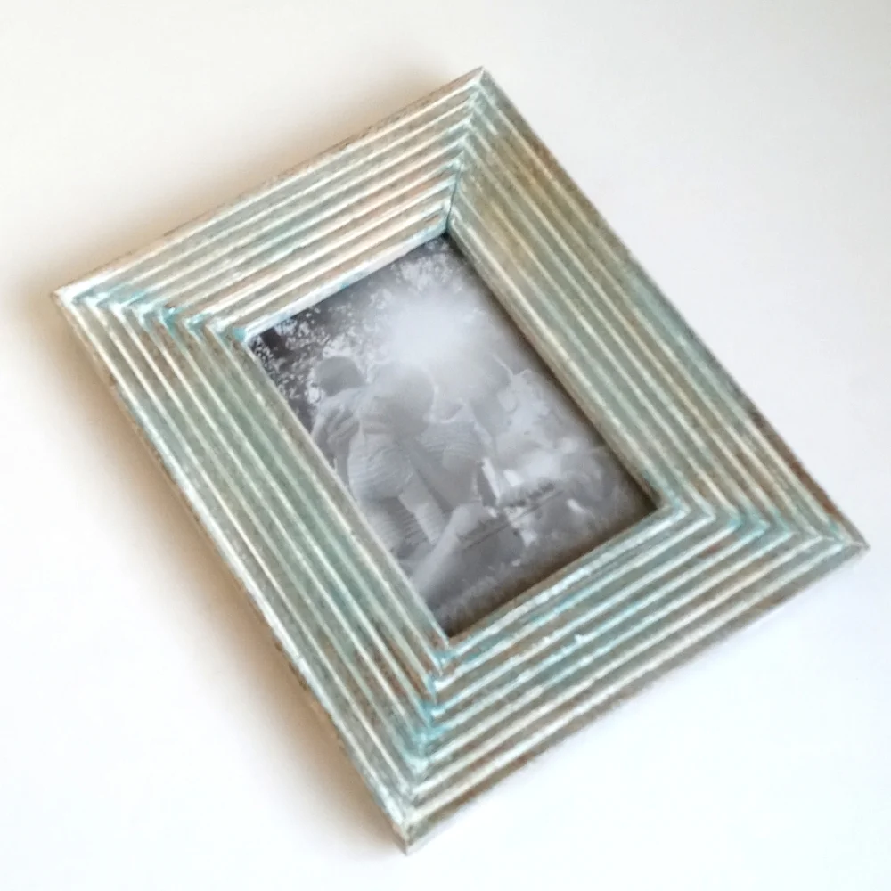 Shabby Chic White Washed/ Aged Sea Foam Green Shabby Chic Picture Frame Set of 3