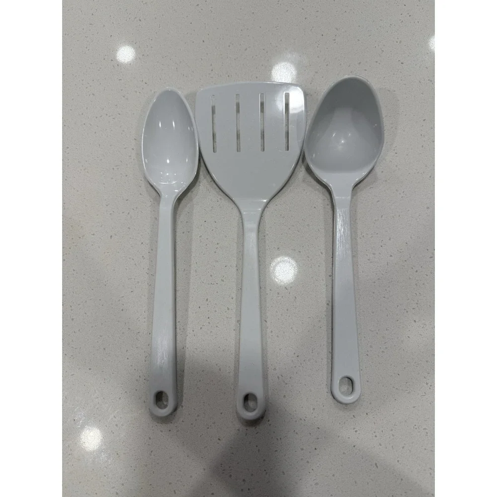 Set of 3 Tailor‎ Made Nylon Slotted Spatula Ladle Serving Spoon White
