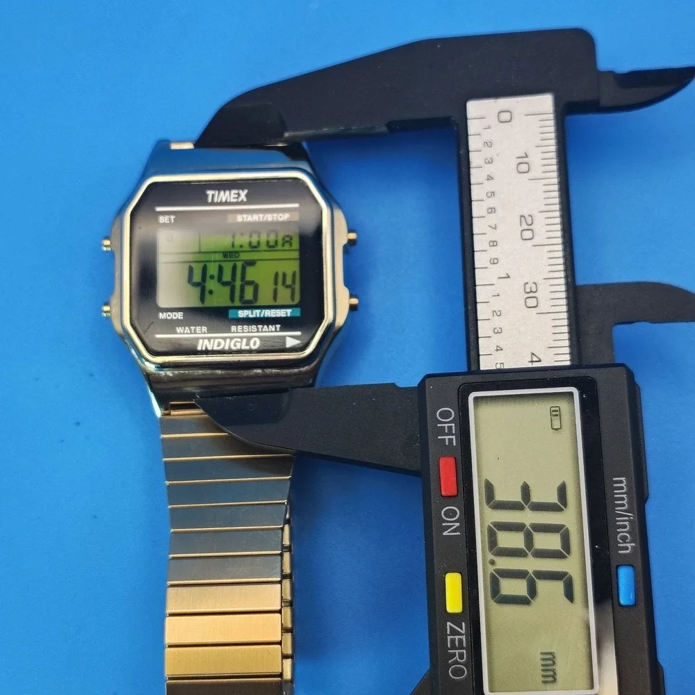 Vintage‎ 2010 Timex Indiglo TW5 38mm Mens Digital Sports Watch Triple GOLD Retro