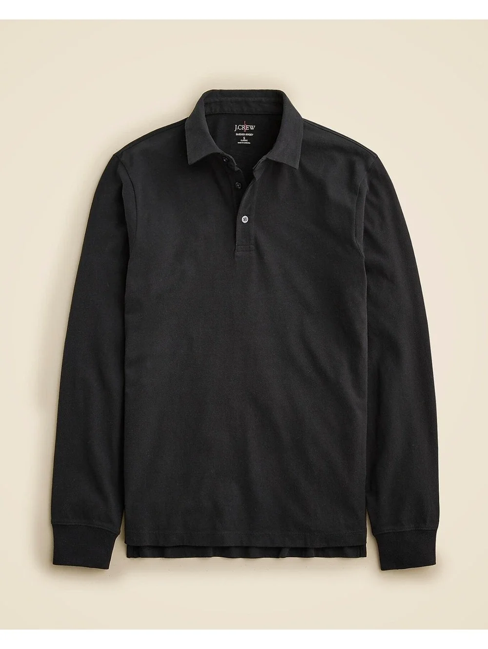 J.Crew Oarsman Logo Sueded Cotton Polo Shirt Men’s XL Black Long Sleeve Classic