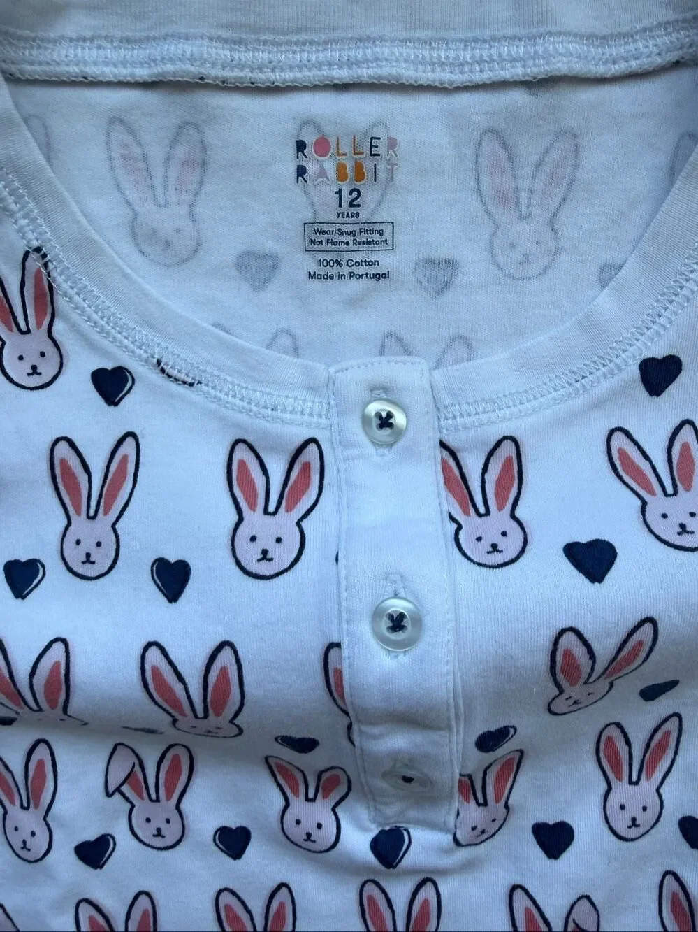 Roller Rabbit 12 Girls Bunny Cotton Pajama Set