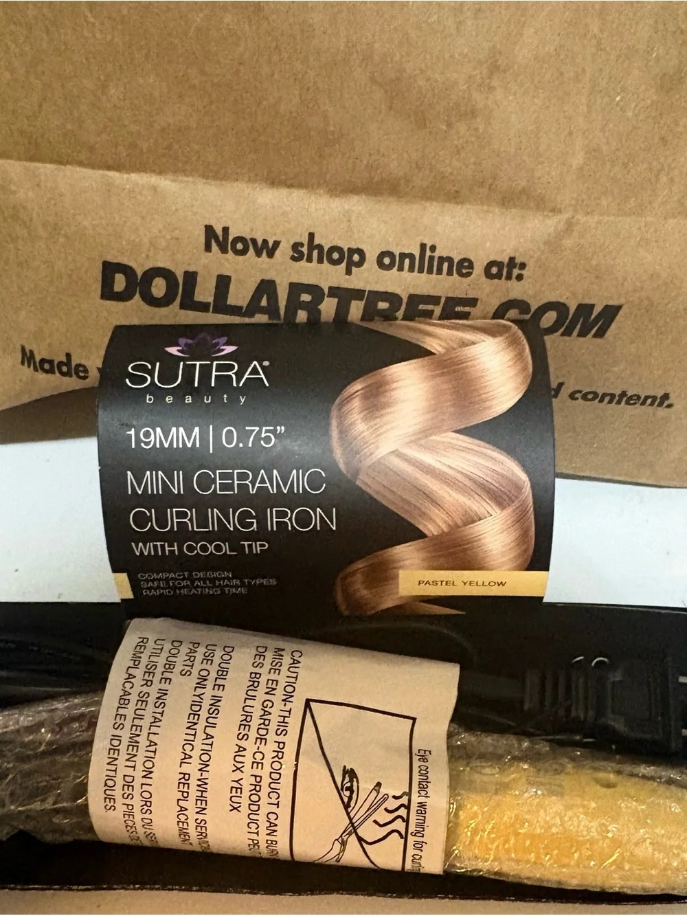 Sutra Beauty 19mm Pastel Yellow Mini Ceramic Curling Iron - Compact Styling