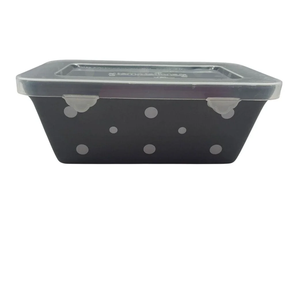 Temptations By Tara Mini Loaf Pan Gray Polka Dots‎ 12 Oz Cottage Core Oven Safe