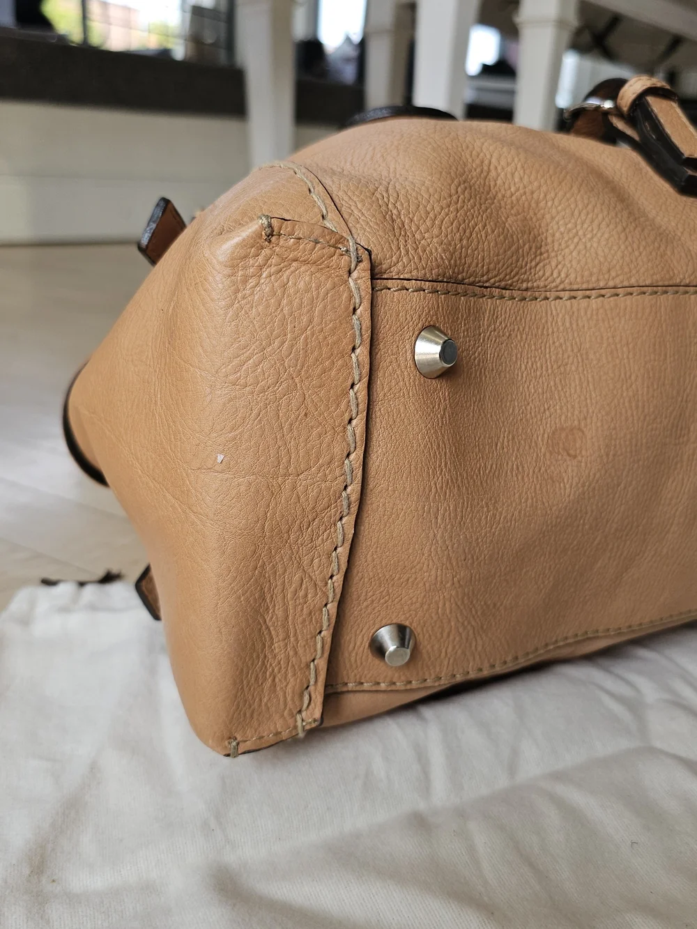 Chloe Vintage Y2K Edith Tan Leather Satchel Bag Purse Oblong Designer Handbag