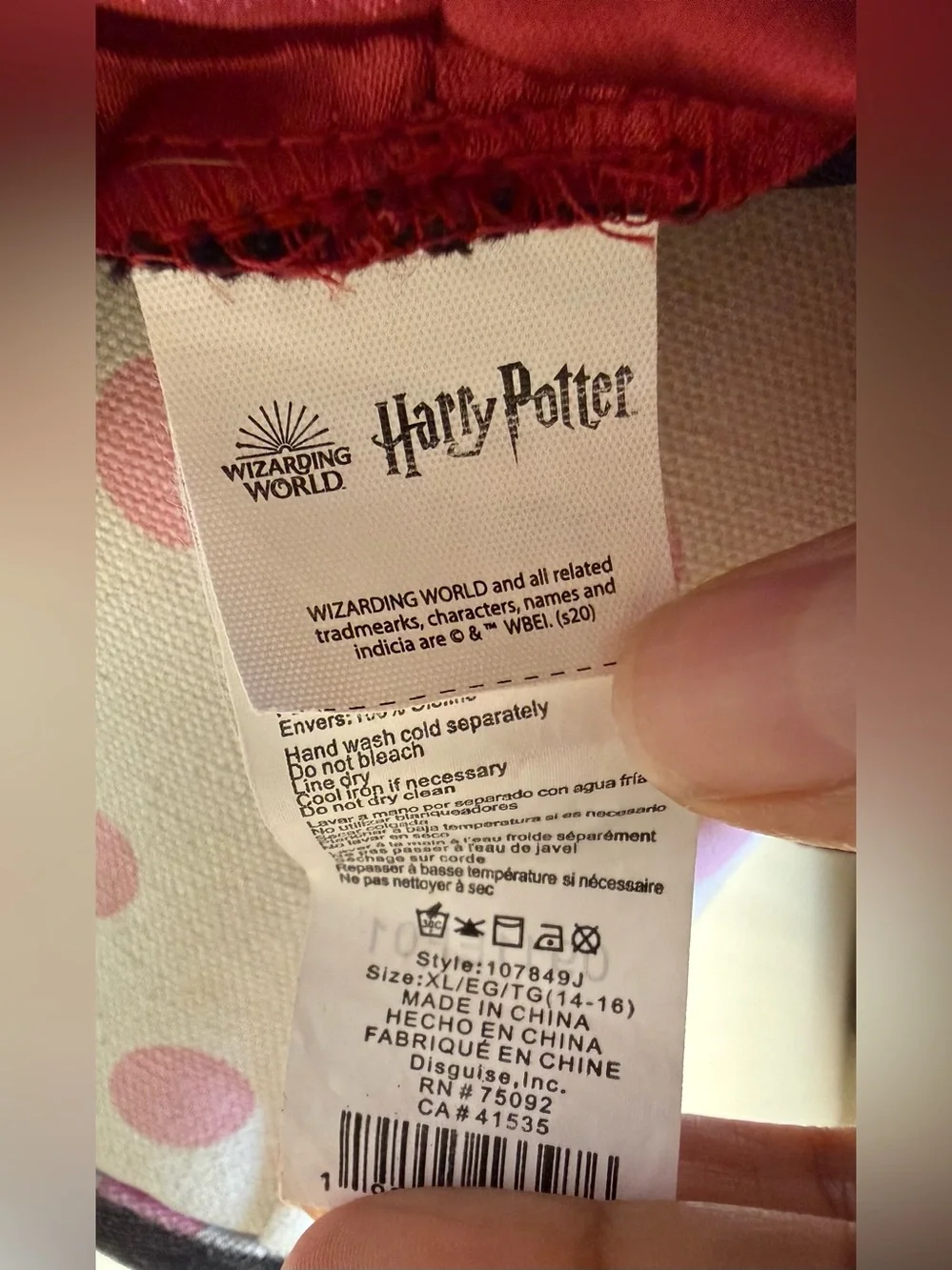 Wizarding World Of Harry Potter robe hood