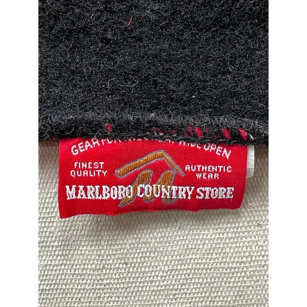 Marlboro Country Store Throw Blanket Red Black Buffalo Plaid Wool Cabin Decor