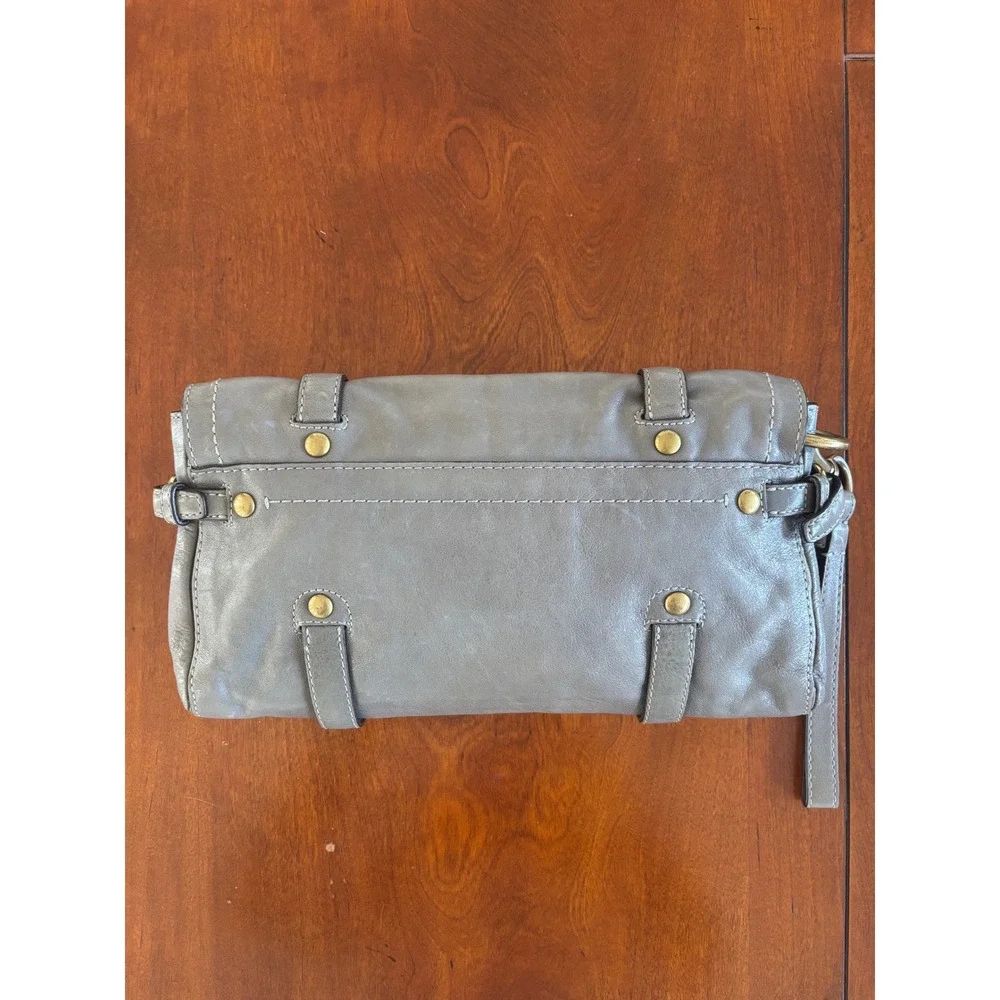 Coach Parker Grey‎ Leather Wristlet Clutch Bag E0893-12707 Vintage Y2K Brass