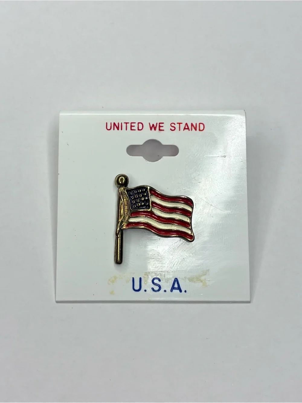 New Vintage Gold Tone United States Of America Flag Lapel Unisex USA Pin