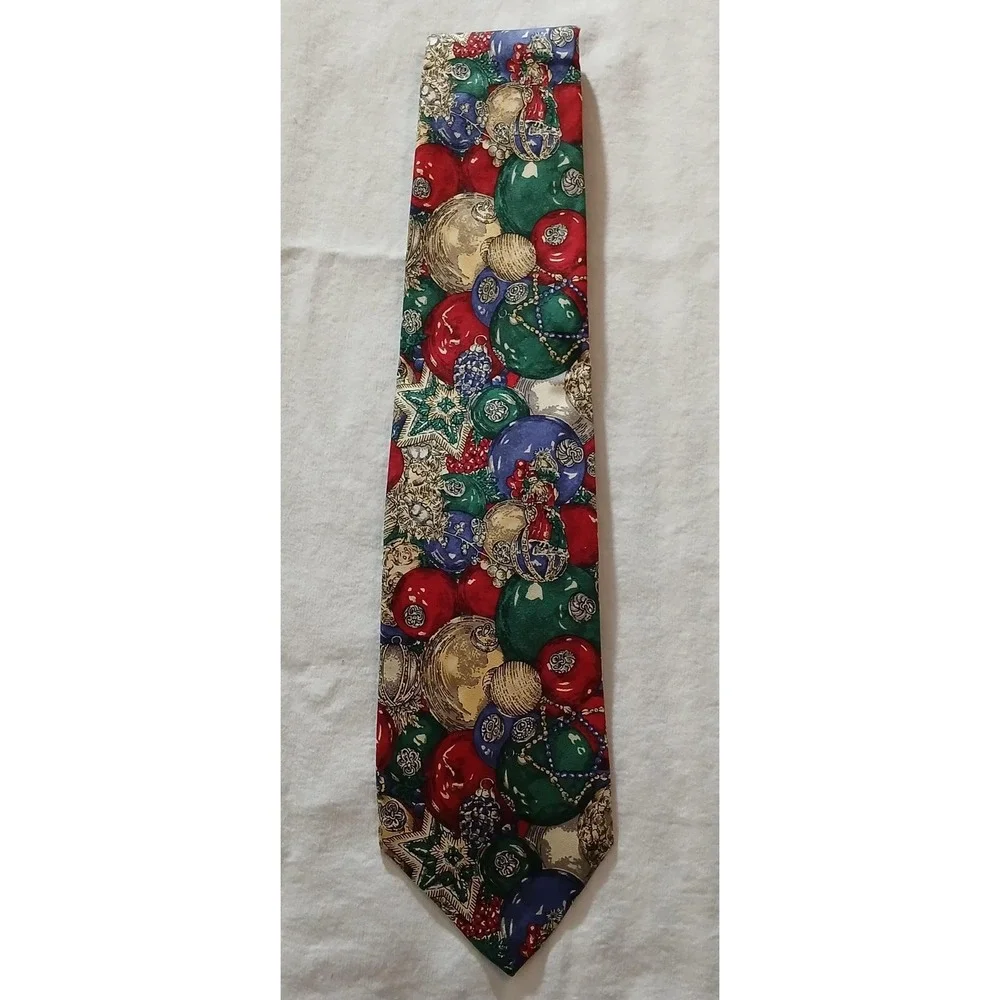 Vintage Robert Talbott Silk Tie Mens Christmas Ornaments Holiday Made USA 90s‎