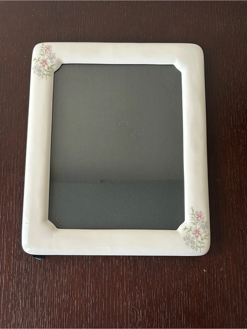 VTG  80s Pink Green Floral Cottage‎ Granny Core Ivory Ceramic Photo Frame 12X10