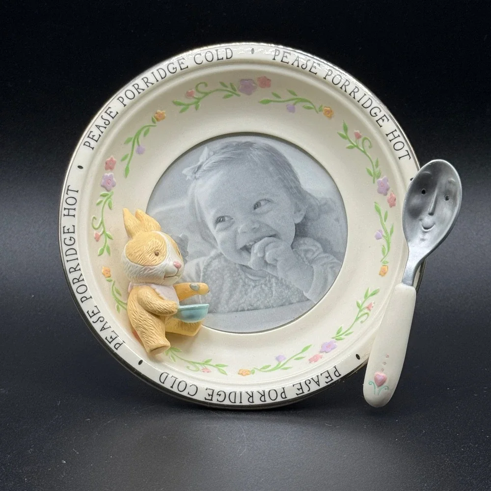 Hallmark Keepsake Baby Picture Frame Pease Porridge Hot Cold Bunny Spoon Nursery