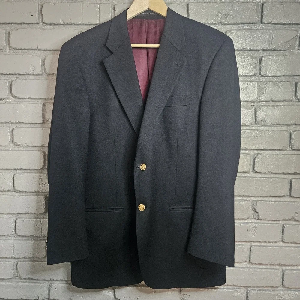 Lords‎ Of London Patrick James Men Wool Earl Jacket 44R Black Blazer Gold Button